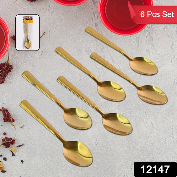 Premium Luxurious Stainless Steel Coated Spoons (6 Pcs Set / Golden)